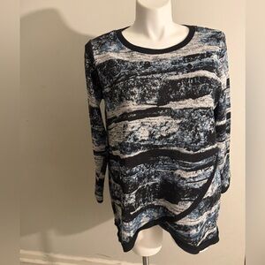 Style & Co. Women's Sweater Black and Blue Tunic Pullover 1X